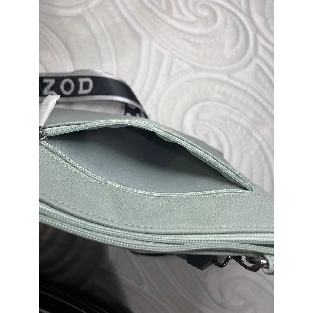 IZOD Sage Green Faux Leather Crossbody Bag with Branded Strap NWT 11